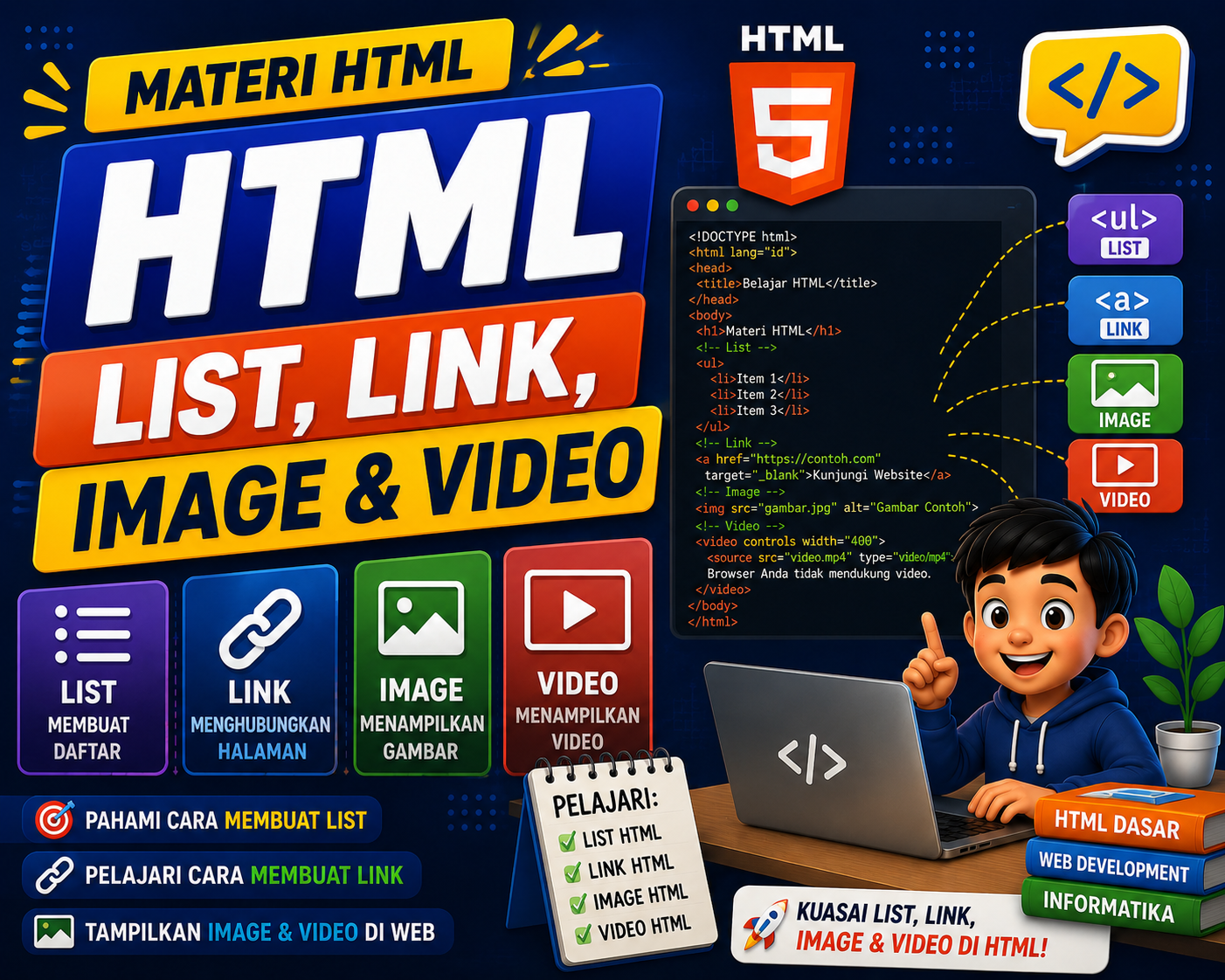 List, Link, Image & Video